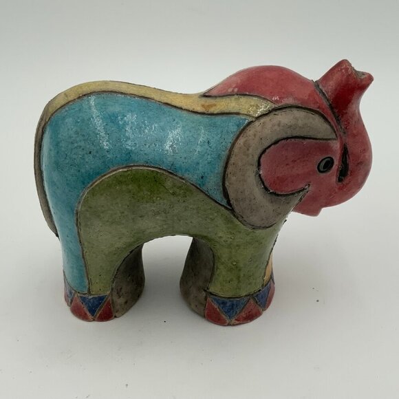 Vintage Raku Pottery South Africa Handmade Elephant Figurine - Picture 1 of 6